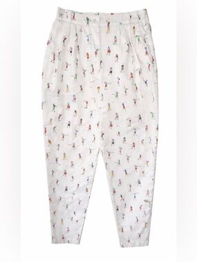 Vintage Ken Done Golfer Print Pants Size 8 Art Novelty Cotton Tapered